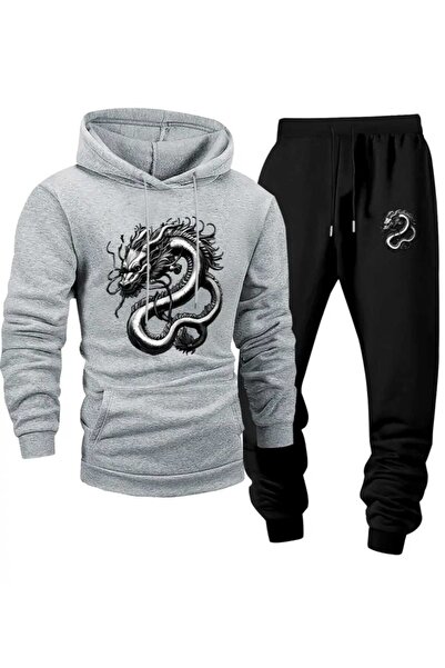 ORVIO Group Asian Dragon Printed Hoodie Team