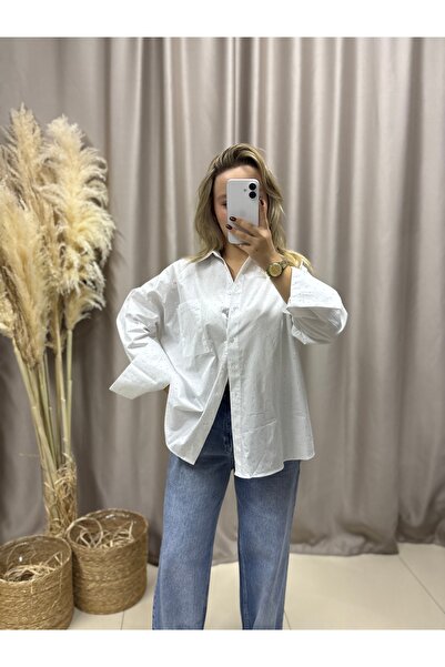 LİSAA BUTİK White Stone Poplin Standard Size Shirt