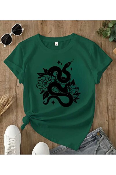 ORVIO Group Flowering Snake Printed T-Shirt