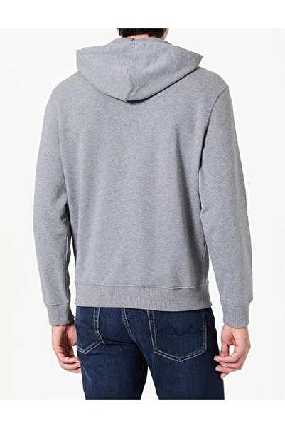 Calvin Klein Men's Hooded Drawstring Collar Long Sleeve Regular Fit Grey Sweatshirt Lv04Rc297G