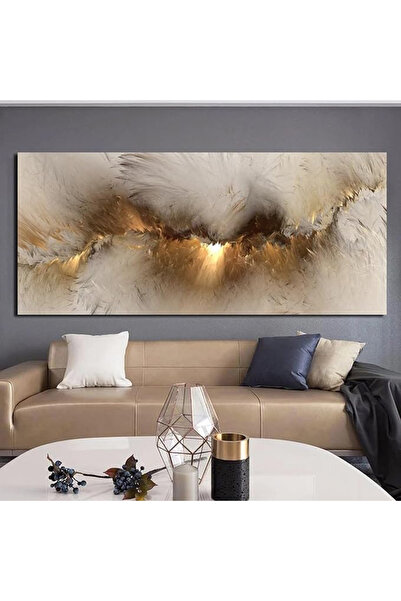 Today Idea Large Canvas Wall Art, Frameless Abstract Golden Cloud Painting (50 x 100 cm)