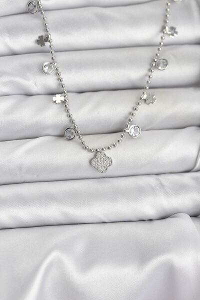 callerrons accessories Brass Silver Color Clover Model Women's Necklace - Ebj...