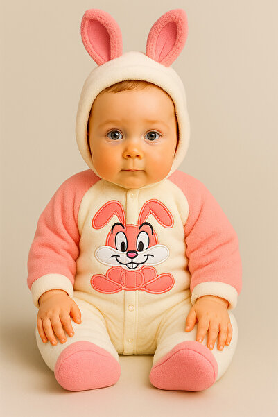 eomix kids Baby Romper with Rabbit Figure. Welsoft Pouf Fabric with Rabbit Embroidery