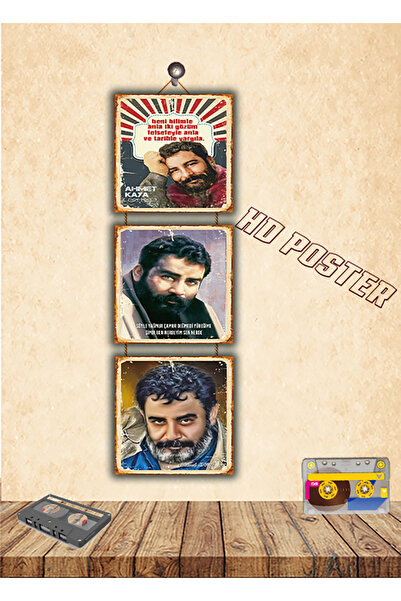 HD POSTER Ahmet Kaya Sözler Temalı Üçlü MDF Duvar Tablosu