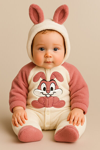 eomix kids Baby Romper with Rabbit Figure. Welsoft Pouf Fabric with Rabbit Embroidery
