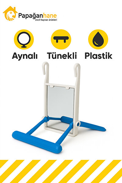 Papağanhane Mavi Tünekli Aynalı Kuş Oyuncağı – Dayanıklı Plastik Salıncak | M...