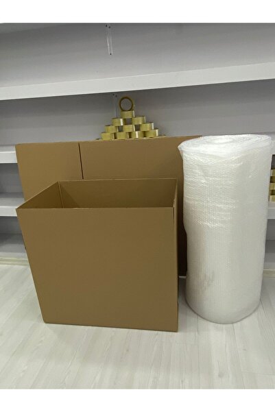 e Erta Koli Taşınma Seti,80x50x50cm 5'Li Çift Oluklu Boş Karton, 1 Adet Koli Bandı, 40gr. 5mt Patpat