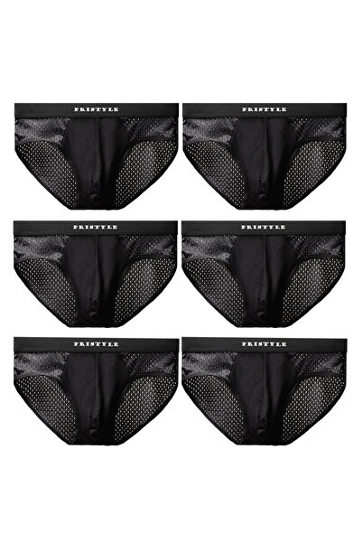 PriStyle Set of 6 Men's or Boys' Briefs, Quick Drying and Strong Ventilation, Black, PriStyle®