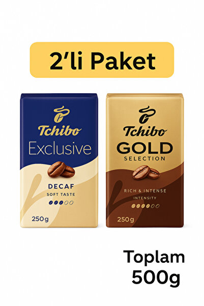 Tchibo Filtre Kahve 2’li Set – Gold Selection 250g + Decaf Kafeinsiz 250g (toplam 500g Avantajlı Paket)