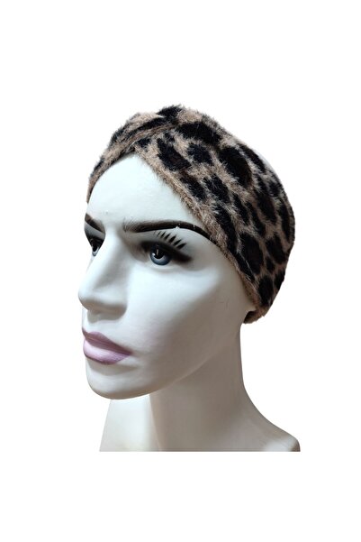 AXE SPORTSWEAR Women's Winter Soft Textured Plush Stretchy Leopard Pattern Cross Bandana Hair Band