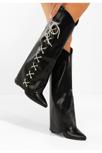 B T Shoes Black Patrisia chunky heel boots