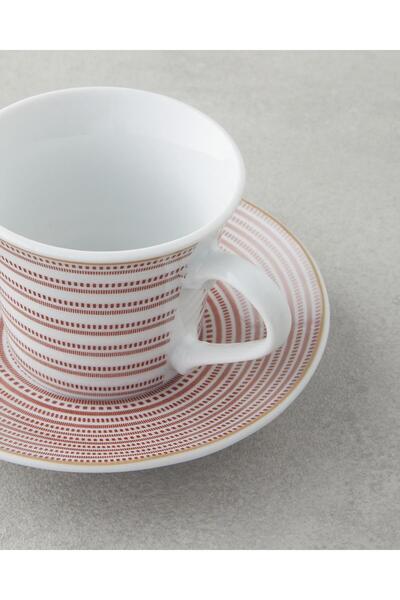 English Home Ashley Porcelain Coffee Cup Set 4 Pieces for 2 People - Burgundy