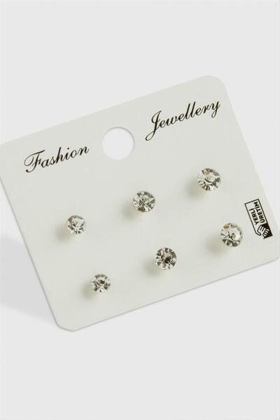 Genel Markalar 6 Adet Tek Taşlı Küpe (küçük)