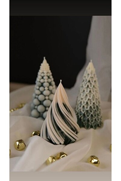 LUMIERI CANDLE Çam Ağacı Yeni Yıl Christmas Yeni Yıl Yeşil Beyaz Renk Dekorat...