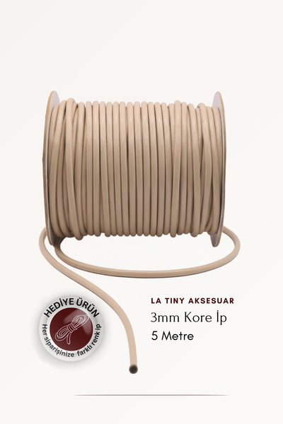 LA TINY AKSESUAR 5 Meters Korean Cord, Hobby, Necklace, Bracelet Jewelry Making - 3mm Thick Cord - Cream