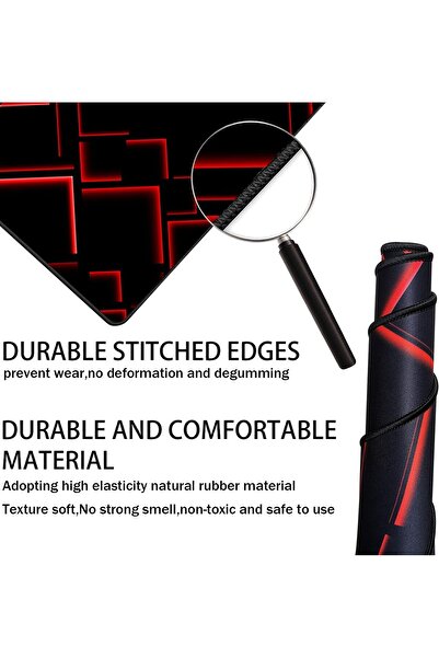 genric TEDNETGO Large Waterproof XXL Gaming Mouse Pad with Stitched Edge - Red