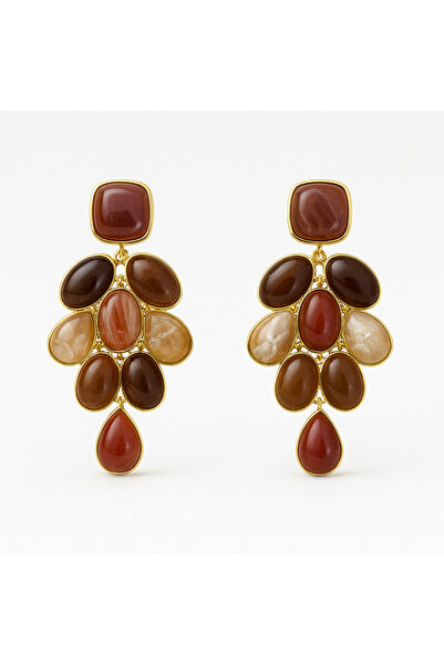 Vi store Çelik Kahve Damla Küpe