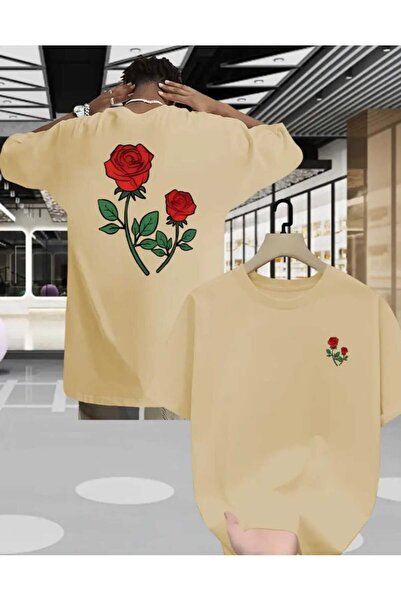 ORVIO Group Front and Back Rose Printed T-Shirt