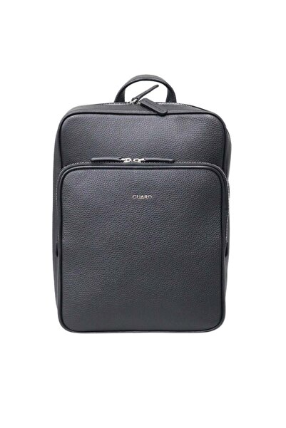 GUARD Black Horizontal Leather Backpack