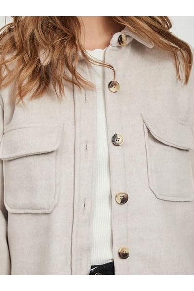 Object Oversized wool-blend shirt jacket, Ivory, 34