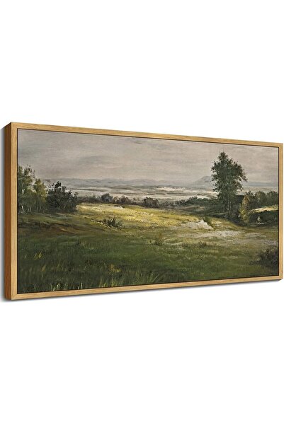 Emoda home Trove لوحة فنية جدارية على ضفاف نهر كوخ ريفي - منظر جبلي عتيق (مؤط...