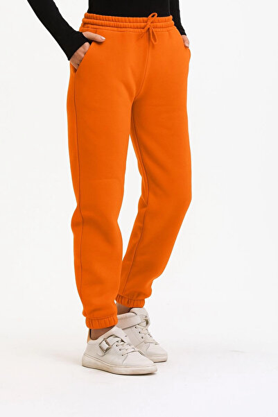 ZENGEZUR MALL Mtxdpn 3 Thread Sh Fleece-Lined Leg Elasticated Tracksuit Orange İs001 (153530) (Size: S)