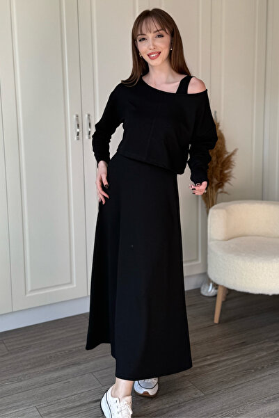 Dilay Gökoğlu Butik Modal Fabric Boat Neck Two-Piece Dress Set