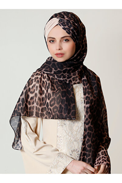 Differenza Leopar Düğüm Şifon Şal - Bej