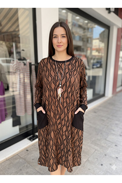 BİLGENS BUTİK Patterned Transitional Tunics with Necklace Gift