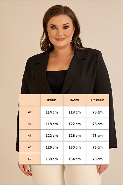 FOR ESRA BIG TREND Women's Plus Size Single Button Decorative Flap Pocket Shoulder Pad Layer Lined Woven Jacket