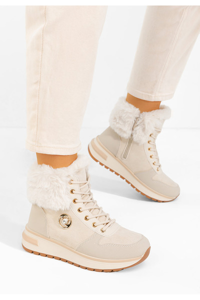 B T Shoes Women's fur-lined sneakers Grisia beige