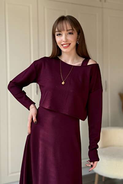 Dilay Gökoğlu Butik Modal Fabric Boat Neck Two-Piece Dress Set