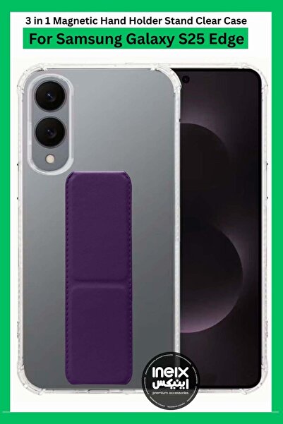 ineix 3-in-1 Magnetic Wrist Strap Hand Grip Stand Cover for Samsung Galaxy S25 Edge 5G 2025,