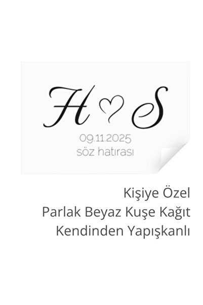 ST Design Kişiye Özel Yapışkanlı Etiket, Söz, Nişan, Kına, Düğün Etiketi, Özel Kesim Sticker