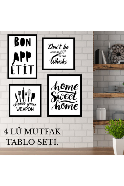 HippoDeco Mutfak temalı 4’lü MDF Duvar Tablo Seti – 20x20 20x25 20x30 Modern ...
