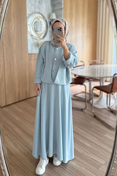 Ka Hijab Luna Skirted Modal Suit - Blue