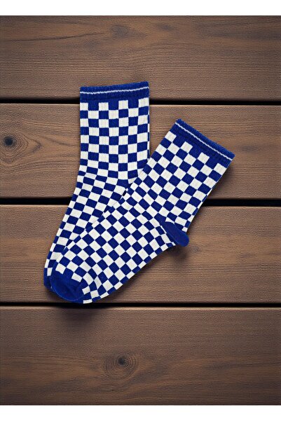 GSocks Mavi - Beyaz Damalı Tenis Çorabı, Kolej Çorabı
