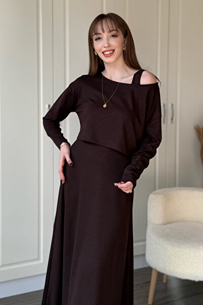 Dilay Gökoğlu Butik Modal Fabric Boat Neck Two-Piece Dress Set