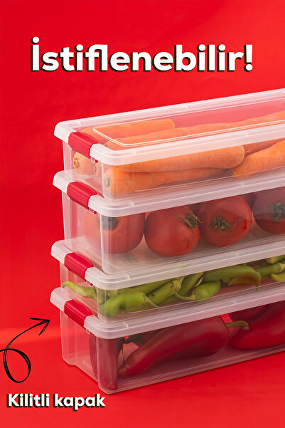 Porsima 8-Piece Food Storage Container Set with Locking Lids - Refrigerator Organizer