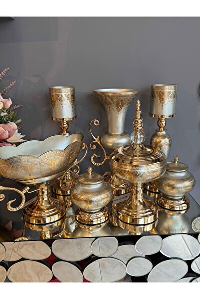 ROSSEV Helena Hand Made 7 Parça Su Yeşili Salon Seti