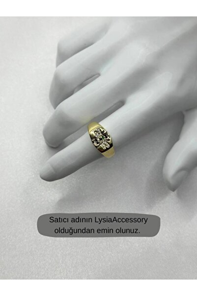 lysiaaccessory Zircon Stone Detailed Bee Plate Gold Ring