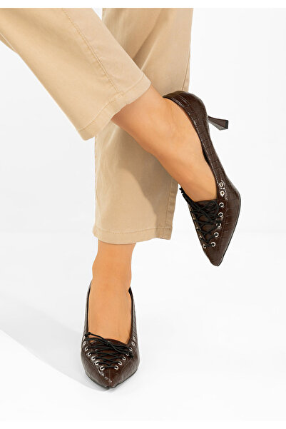 B T Shoes Jasoria brown thin heel shoes