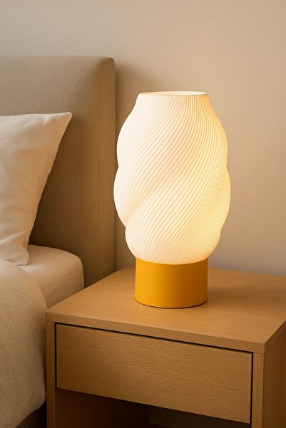 Spiral Tasarım LED Masa Lambası Enerji Tasarruflu,PLA Çevre Dostu Dekoratif Gece Lambası,Komodin
