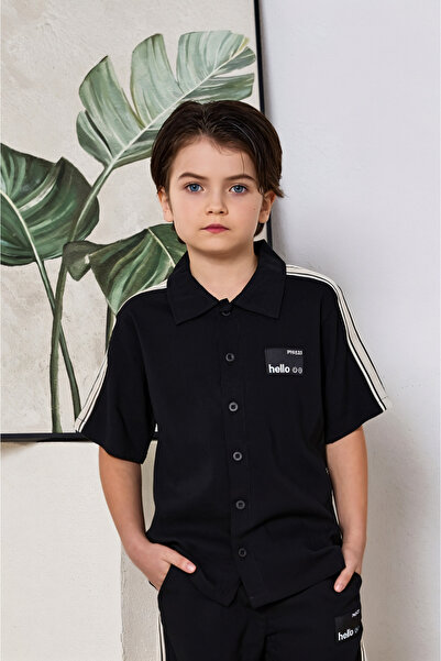 Alesaei-mondo tondo Stylish black boys' shirt 4010