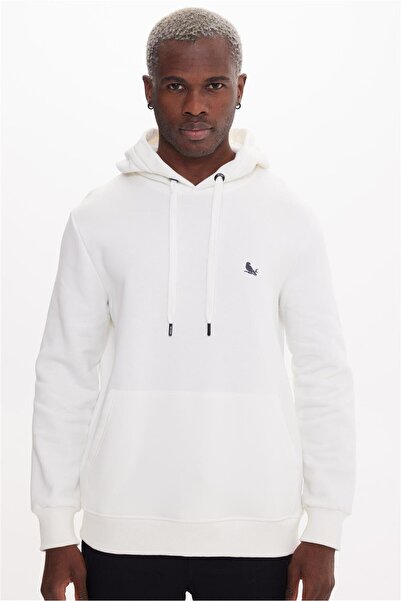The Crow Hooded Collar Ecru Men's Sweatshirt Tc2910Baskili