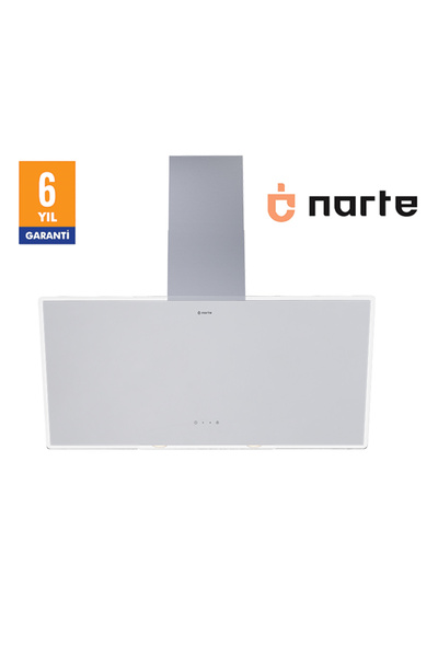 NARTE -H20190W 90CM BEYAZ CAM EĞİMLİ DAVLUMBAZ - 6 YIL GARANTİLİ