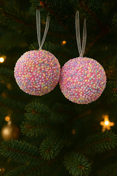 lve Set of 2 sweet decorations, pink candy balls, 8 cm