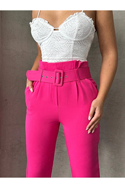 ZENGEZUR MALL Mtxdpn Belted Carrot Pants Fuchsia (154306) (Size: S)