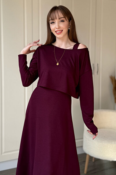 Dilay Gökoğlu Butik Modal Fabric Boat Neck Two-Piece Dress Set