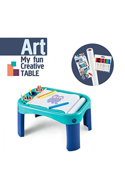 ART Children's table with sheets and colors for drawing